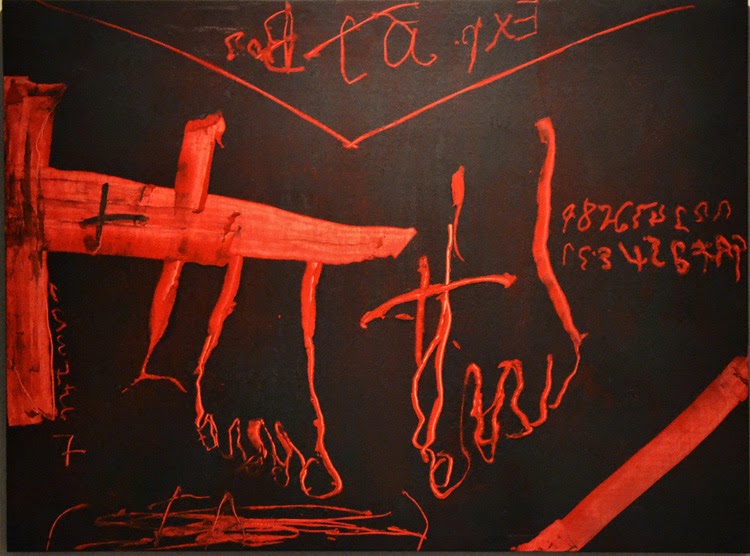 Obra de Antoni Tàpies, Grattage Vermell, 2008 en al Casa Encendida | Stylefeelfree